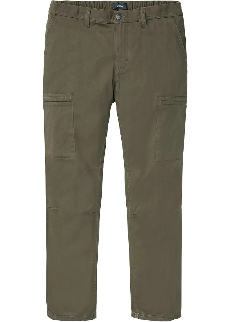 Regular Fit Stretch-Thermohose mit Cargotaschen, Straight in grün von vorne - bpc bonprix collection