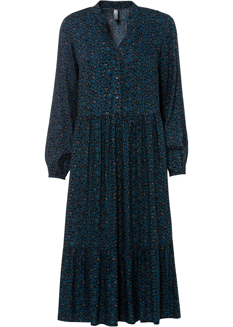 Midikleid aus Viskose in petrol von vorne - bonprix