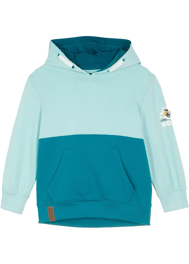 Hoodie aus weichem Baumwoll-Mix in petrol von vorne - bonprix