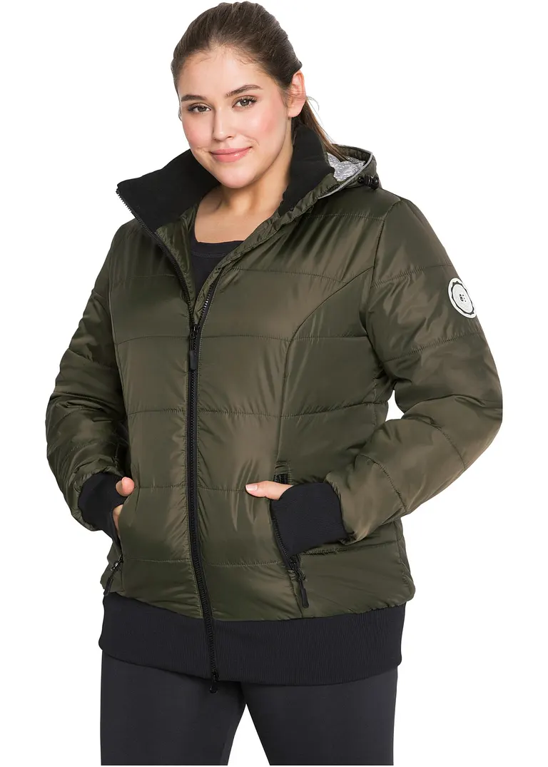 Outdoor-Steppjacke mit bedrucktem Futter in grün von hinten - bpc bonprix collection