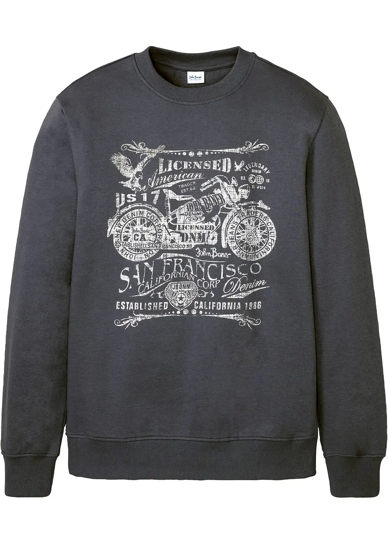 Sweatshirt mit Biker-Print in grau von vorne - John Baner JEANSWEAR