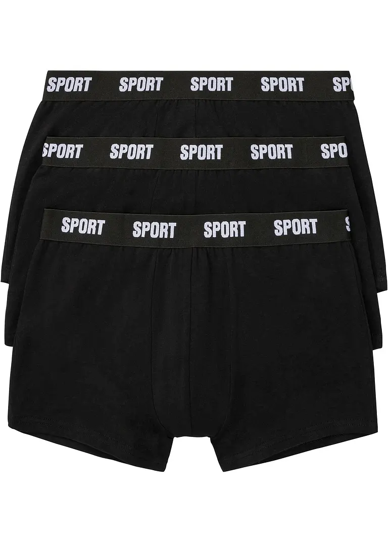 Boxer (3er Pack) in schwarz von vorne - bonprix