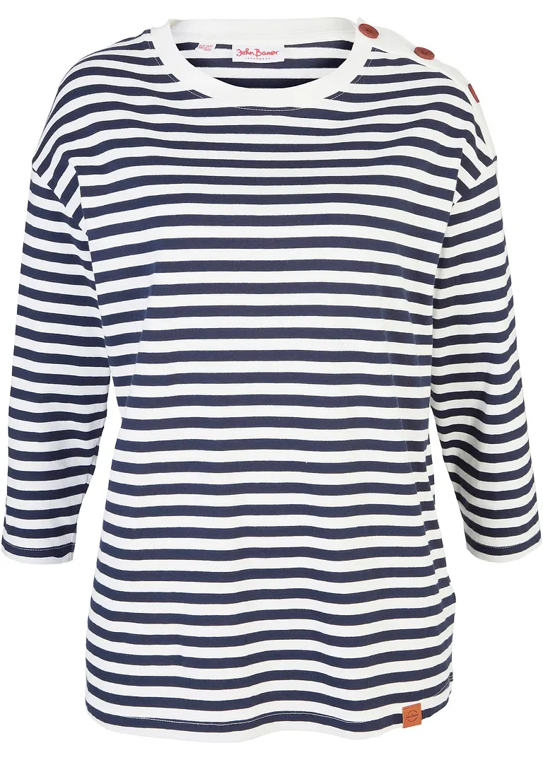 Langarmshirt, Oversized mit Knöpfen in blau von vorne - bonprix
