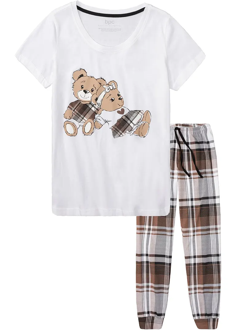 Pyjama in weiß von vorne - bonprix