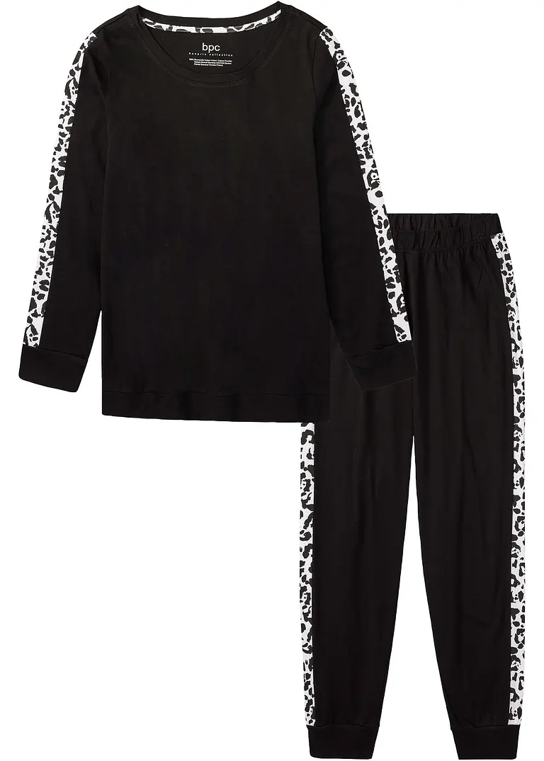Pyjama in schwarz von vorne - bonprix