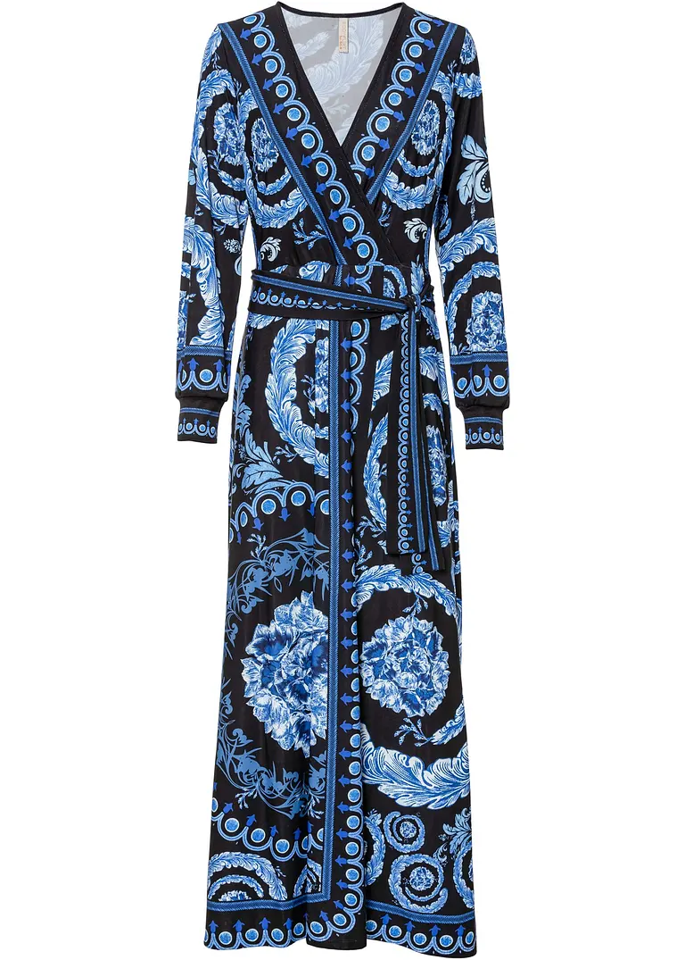 Kaftan-Kleid in blau von vorne - BODYFLIRT boutique