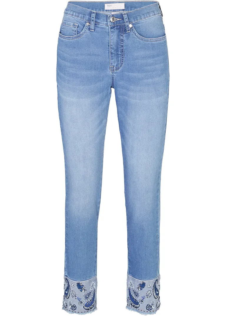 Slim Jeans Mid Waist, Stretch in blau von vorne - bonprix