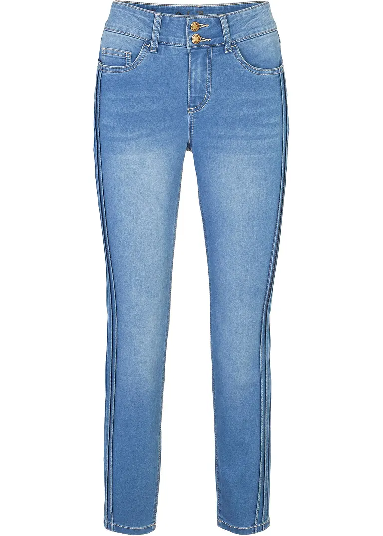Skinny Jeans Mid Waist, Stretch in blau von vorne - John Baner JEANSWEAR