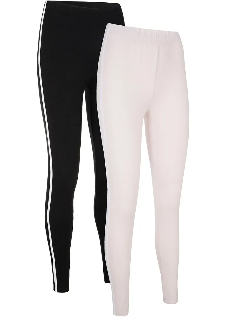 Sport-Leggings aus Bio-Baumwolle, knöchelfrei (2er Pack) in schwarz von vorne - bpc bonprix collection