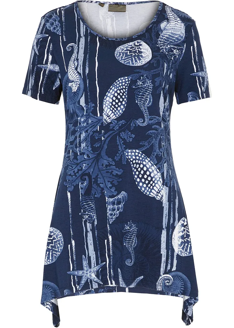 Longshirt aus softem Viskose-Mix in blau von vorne - bonprix