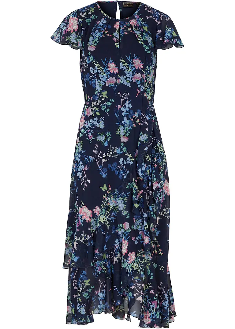 Kleid mit Volants in blau von vorne - bpc selection