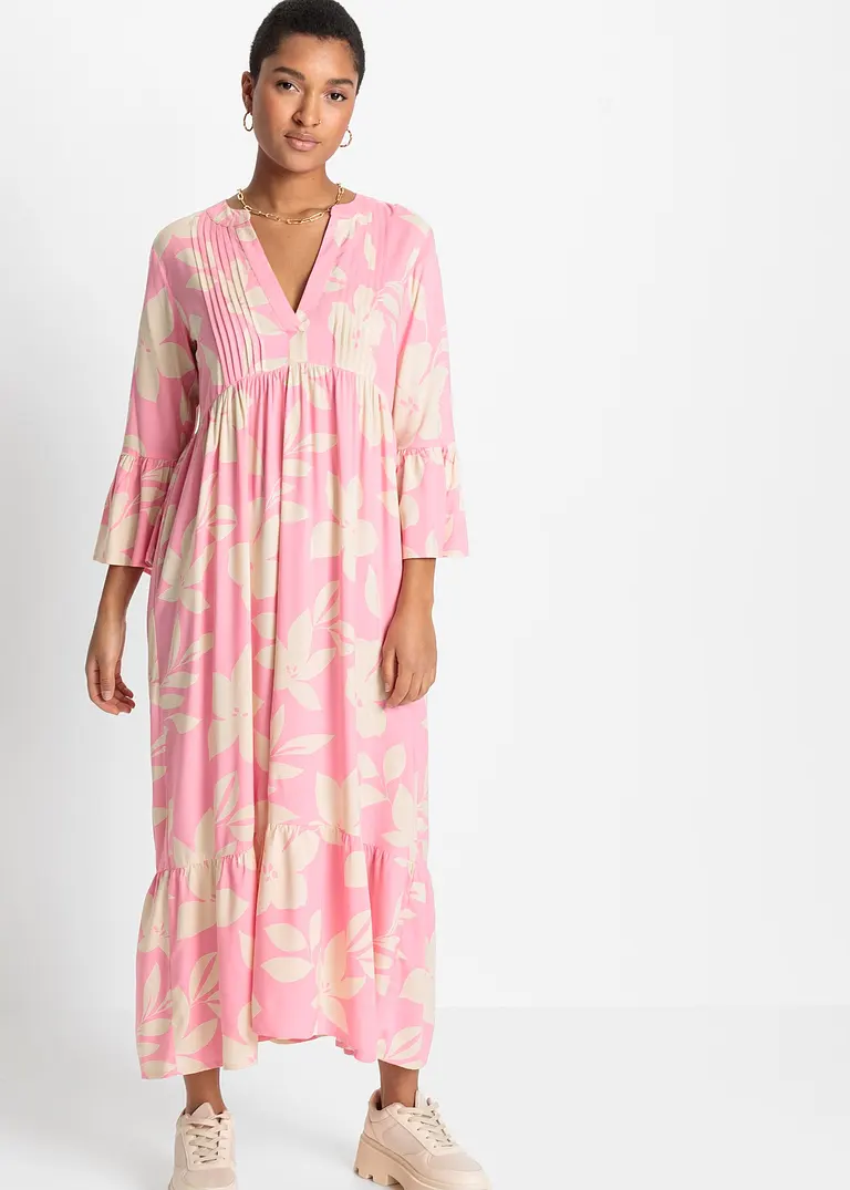 Maxikleid in rosa von vorne (Totalaufnahme) - bonprix