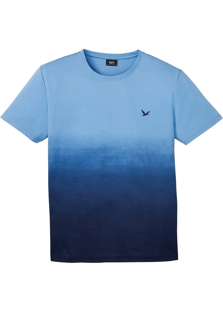 T-Shirt mit Farbverlauf in blau von vorne - bonprix