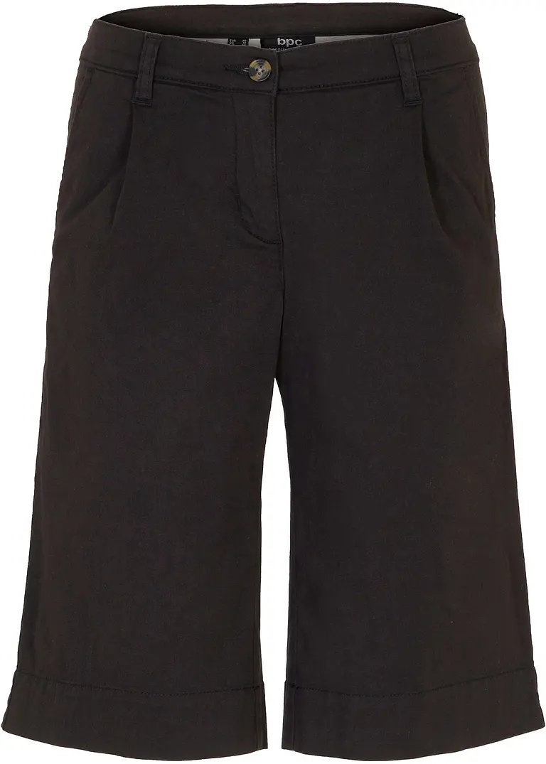 Weite Twill-Shorts in schwarz von vorne - bonprix