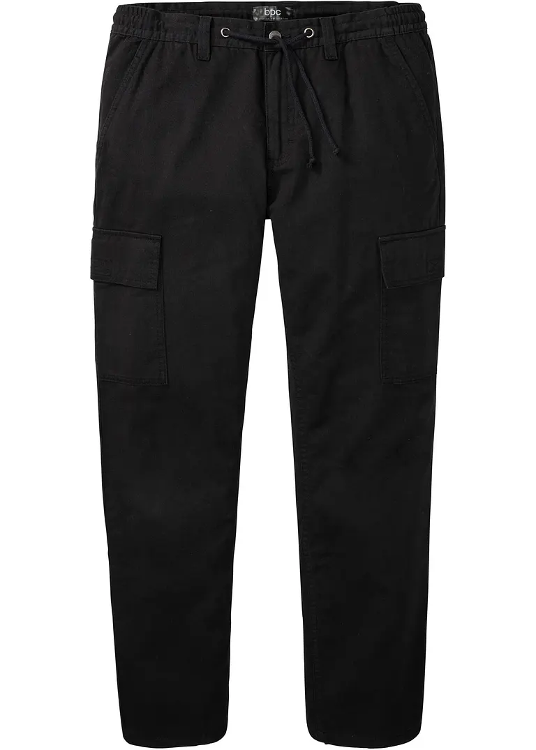 Regular Fit Cargohose mit Komfortschnitt, Straight in schwarz von vorne - bpc bonprix collection