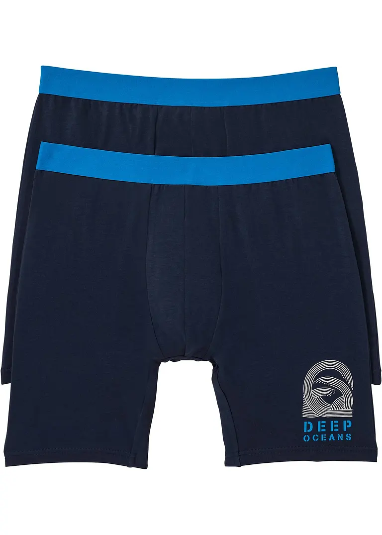 Lange Boxer (2er Pack) in blau von vorne - bonprix