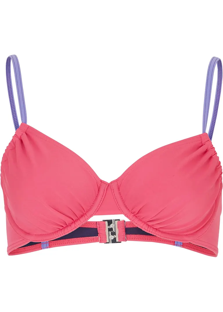 Bikini Oberteil aus recyceltem Polyamid in lila von vorne - bpc bonprix collection