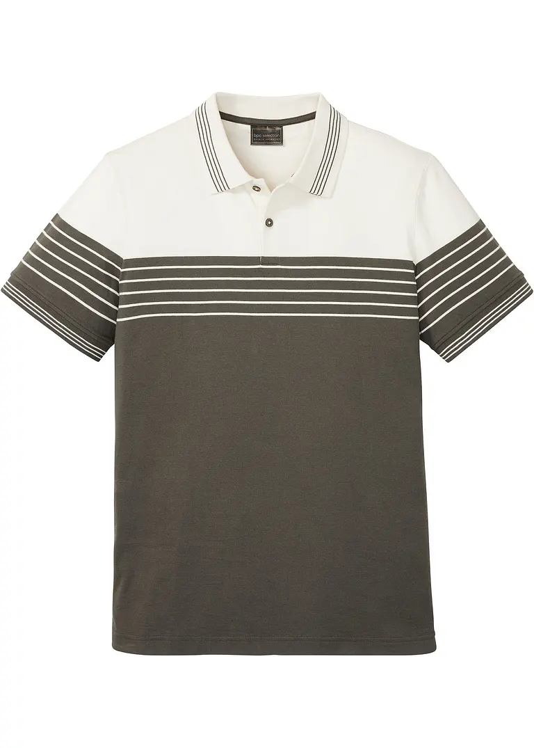 Jersey Poloshirt aus reiner Baumwolle in weiß von vorne - bonprix