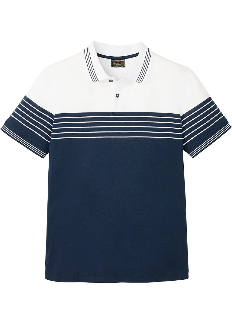 Jersey Poloshirt aus reiner Baumwolle in weiß von vorne - bonprix