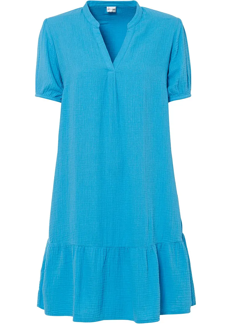 Minikleid aus Musselin in blau von vorne - bonprix