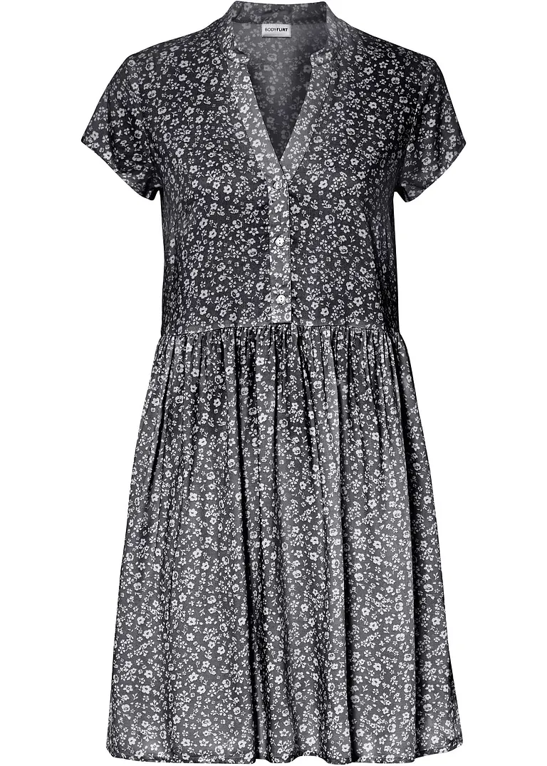 Minikleid aus fließender Viskose in schwarz von vorne - bonprix