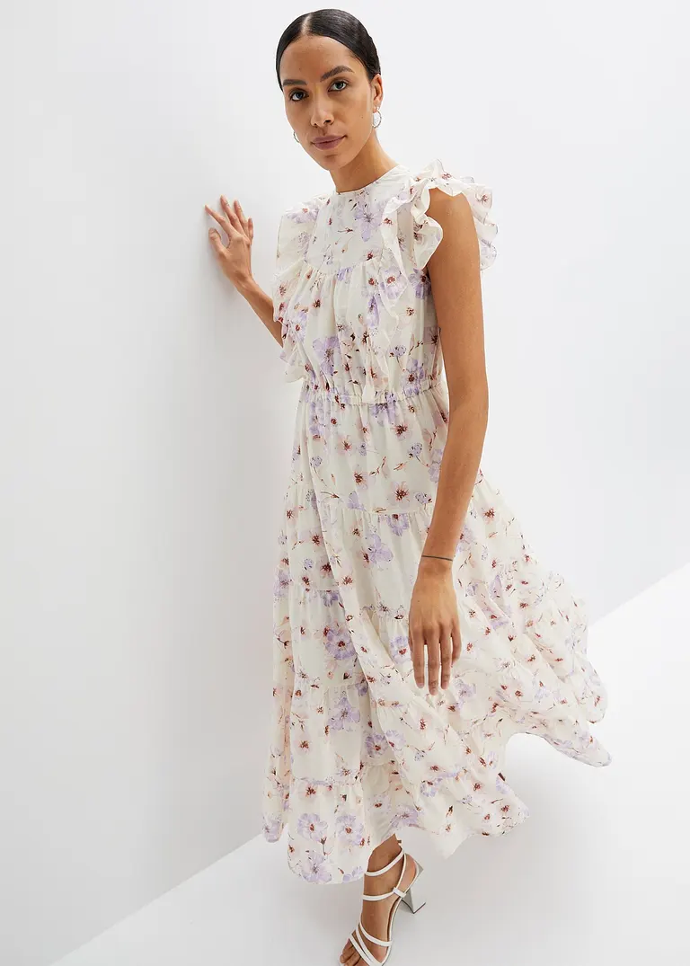 Maxikleid in beige von vorne (Totalaufnahme) - bonprix