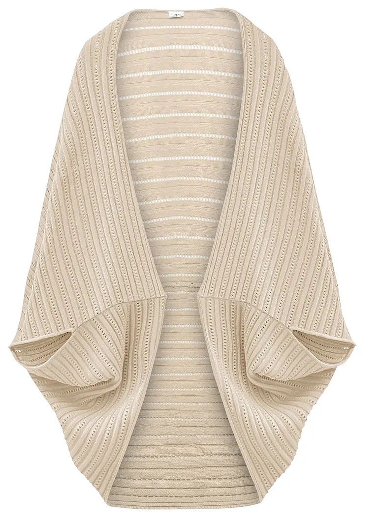 Feinstrick-Poncho in beige - bonprix