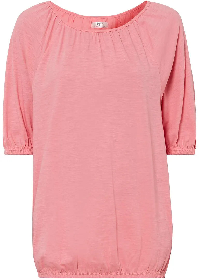 Shirt aus Bio-Baumwolle, kurzarm in rosa von vorne - bonprix