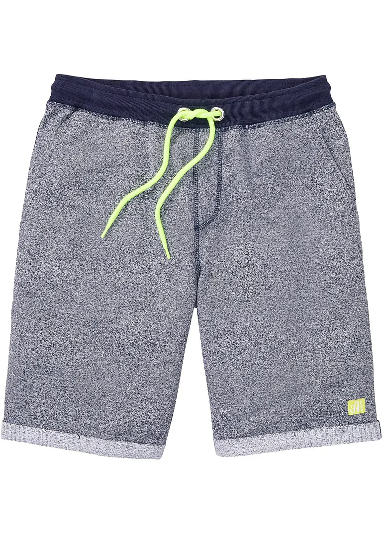 Sweat-Shorts in Denim-Optik in blau von vorne - bonprix