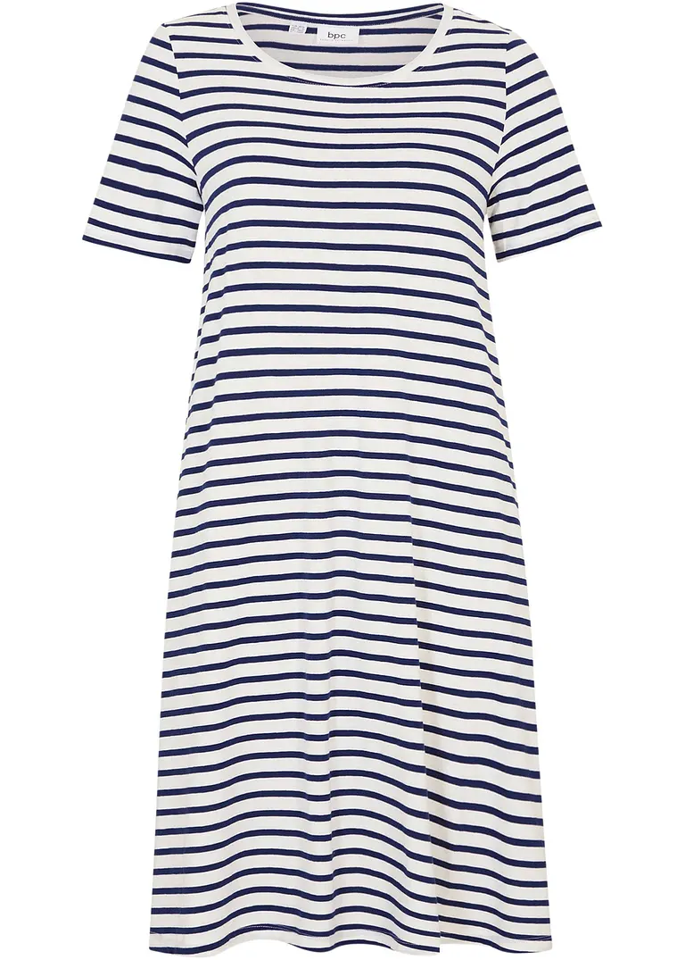 Shirtkleid aus Flammgarn in weiß von vorne - bonprix