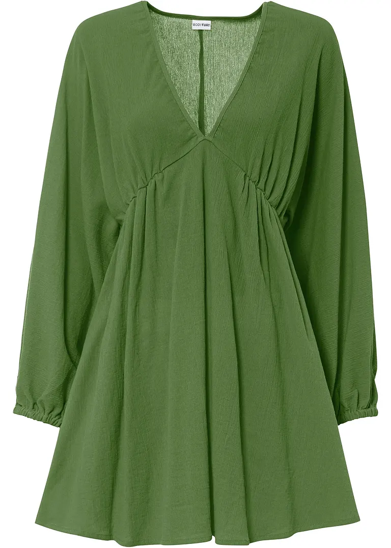 Kleid mit Flügelärmeln in grün von vorne - BODYFLIRT