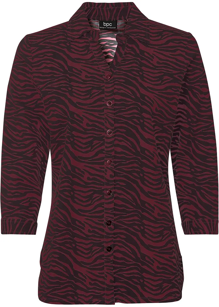 Blusenshirt mit Animalprint, 3/4 Arm in rot von vorne - bpc bonprix collection