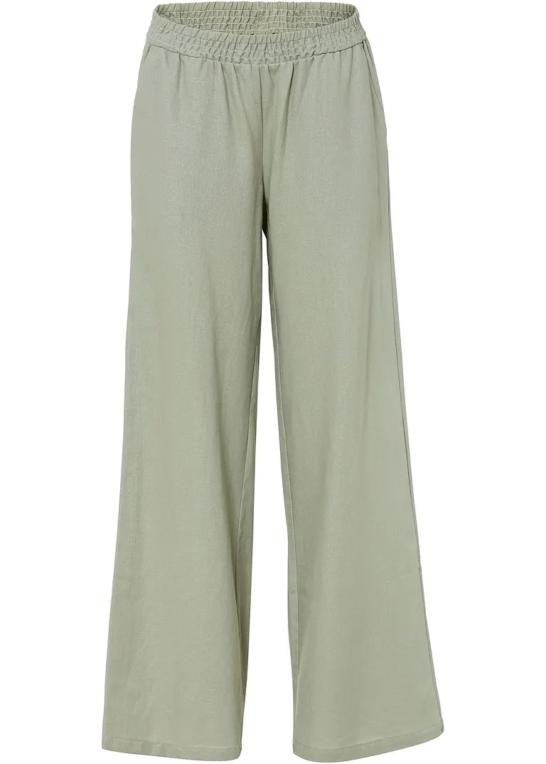 Palazzo-Hose aus Leinen in grün von vorne - bonprix