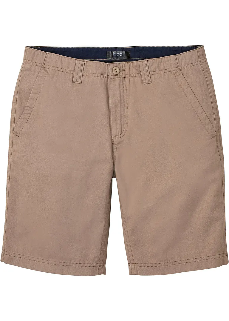 Chino-Bermuda aus reiner Baumwolle, Regular Fit in braun von vorne - bonprix