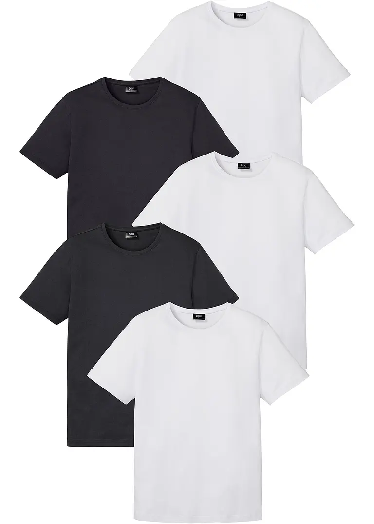 T-Shirt (5er Pack) in weiß von vorne - bonprix