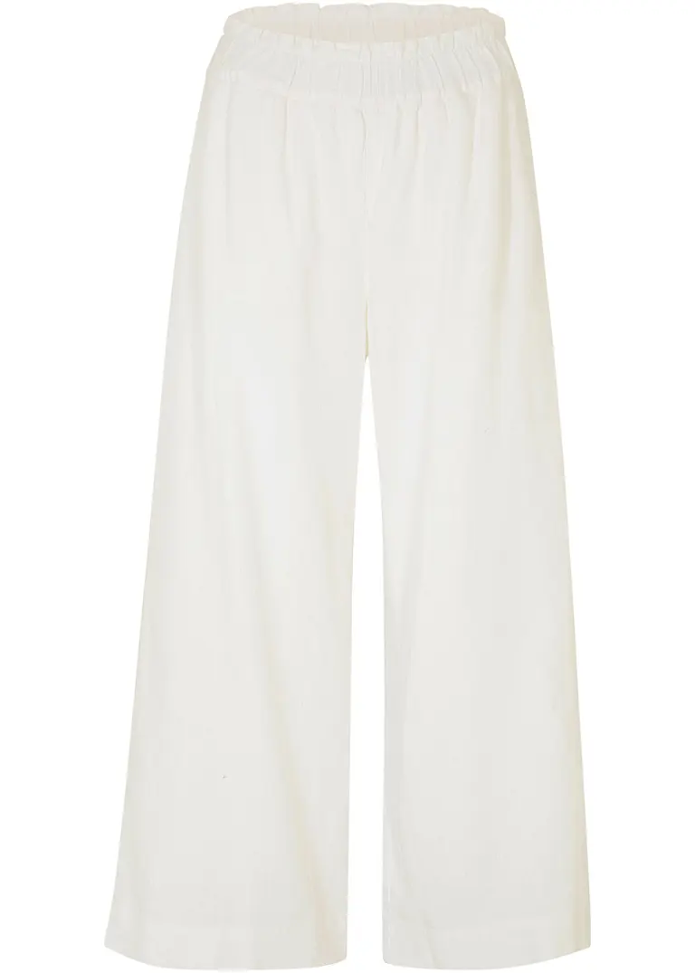Leinen-Culotte, wadenlang in weiß von vorne - bonprix