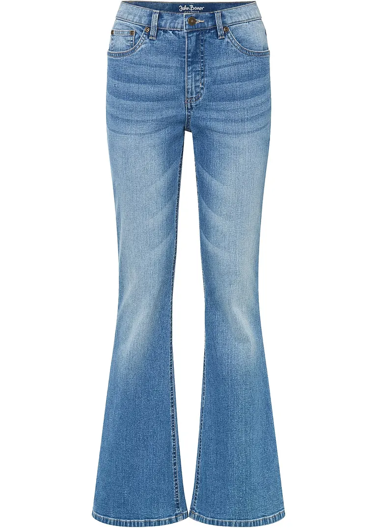 Flared Jeans High Waist in blau von vorne - bonprix