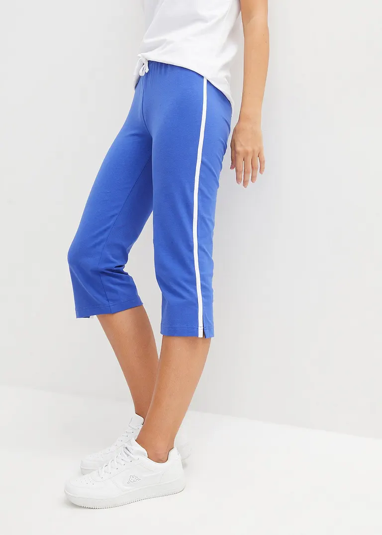 Capri-Hose aus Baumwolle mit Stretch (2er Pack) in blau von vorne - bonprix