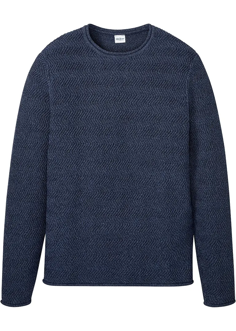 Pullover mit recycelter Baumwolle in blau von vorne - John Baner JEANSWEAR