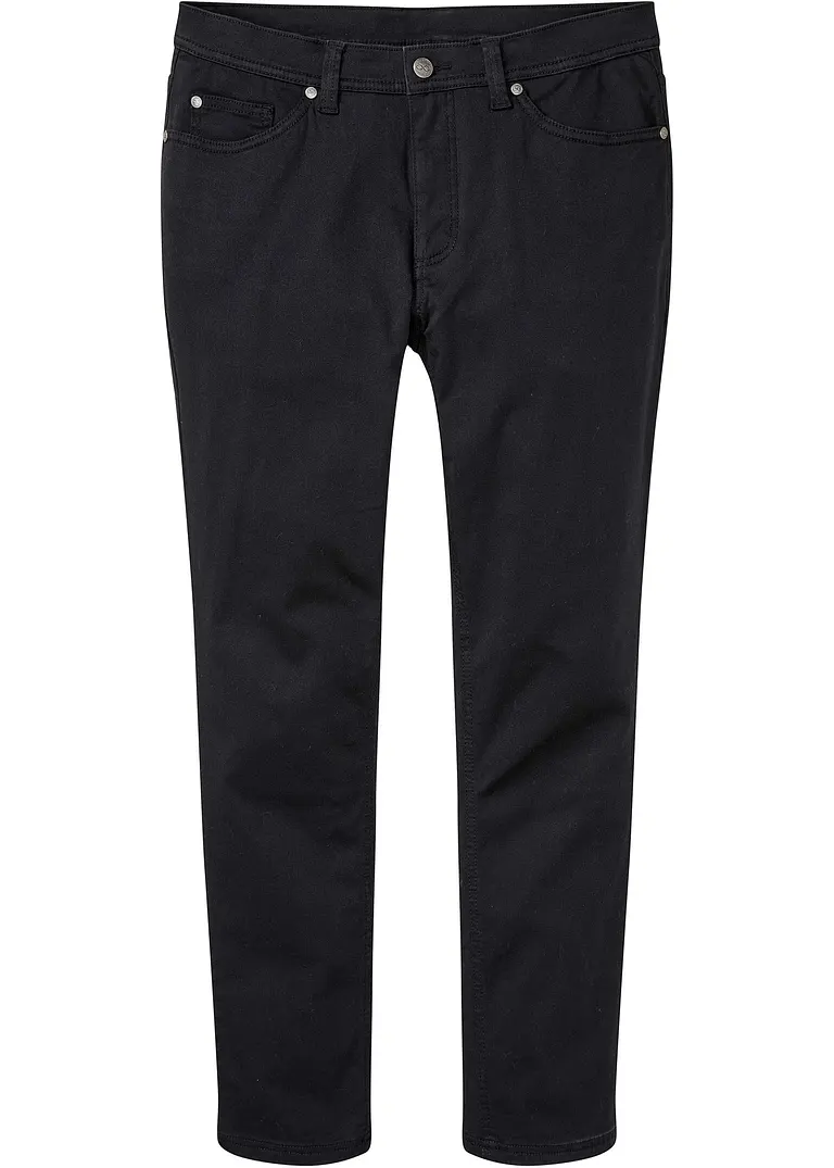 Essential Regular Fit Stretch-Hose, Straight aus Bio Baumwolle in schwarz von vorne - bpc bonprix collection