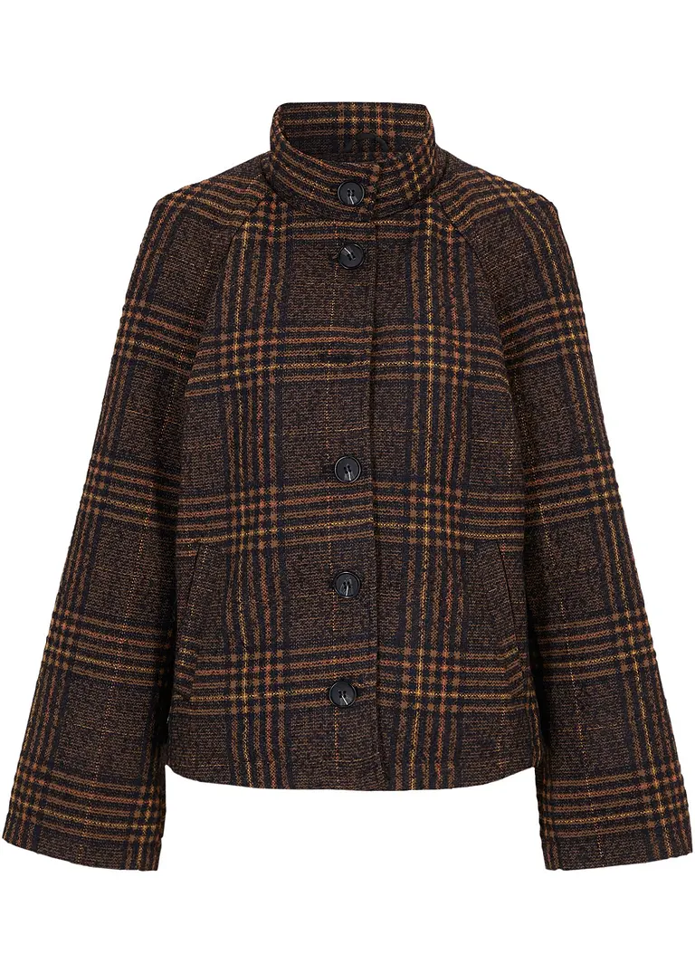 Kurzjacke in Wolloptik in blau von vorne - bonprix