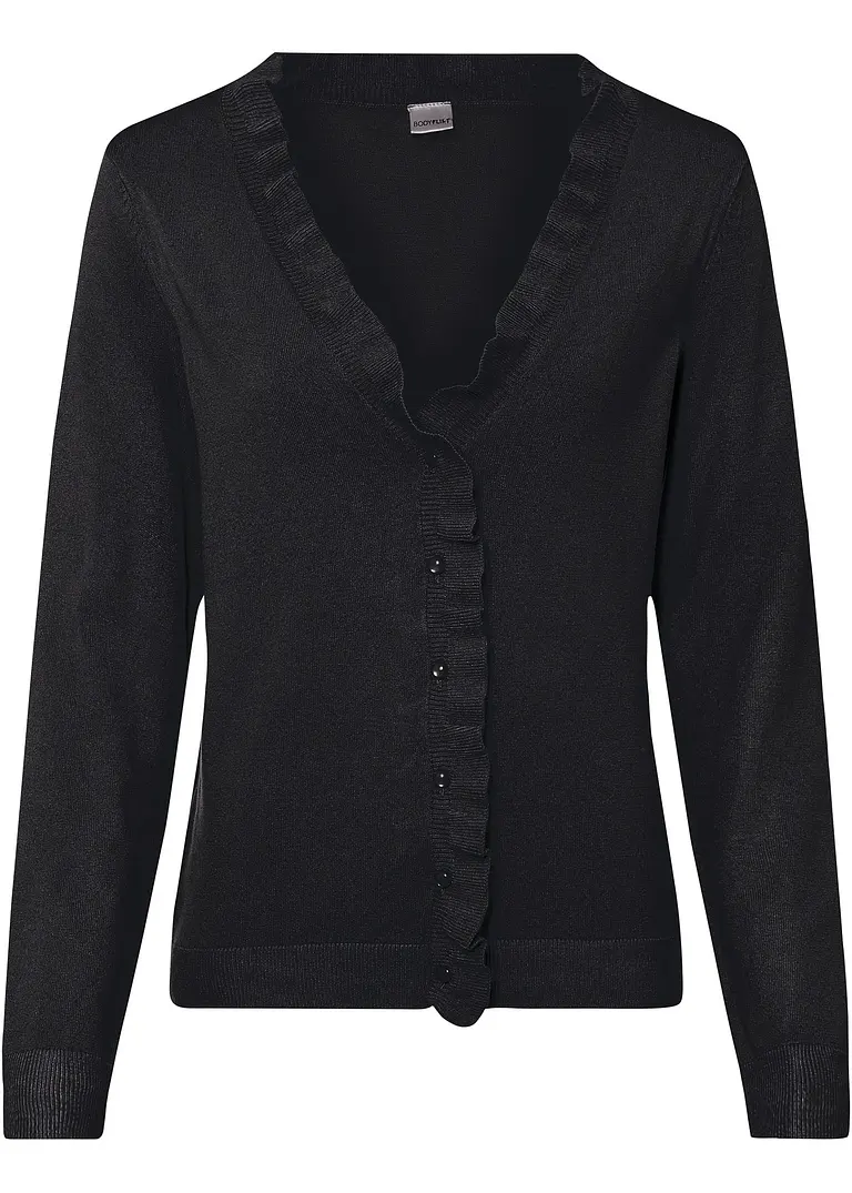 Feinstrickjacke in schwarz von vorne - bonprix