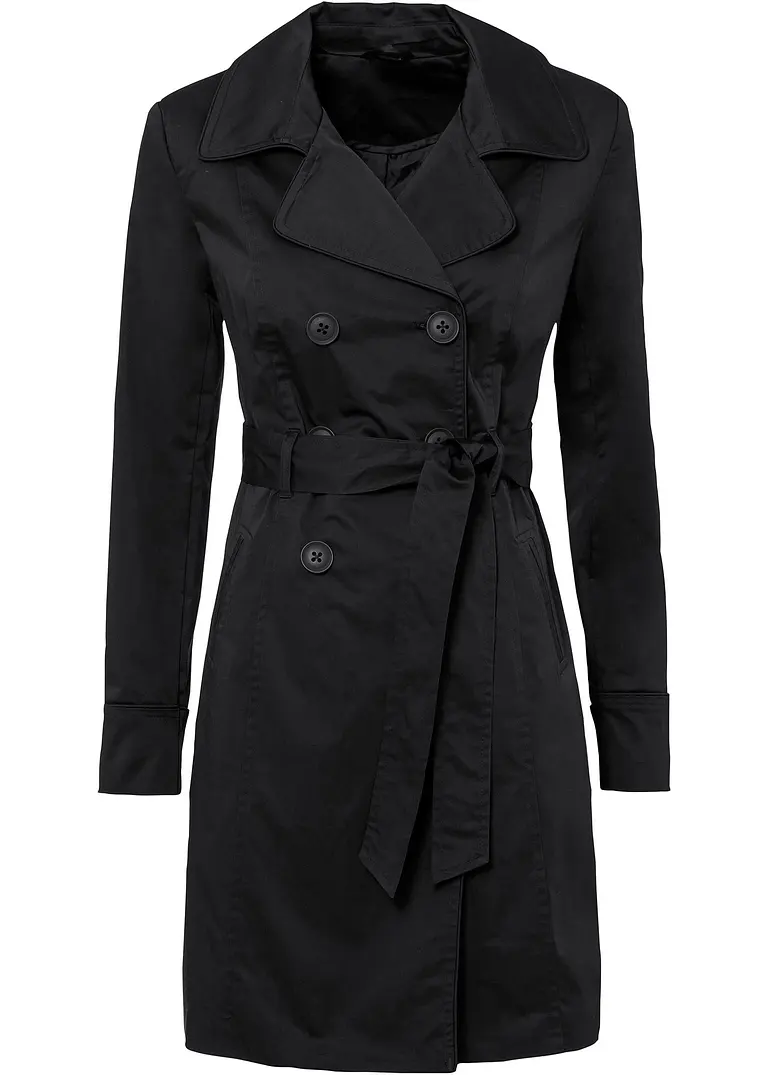 Trenchcoat in schwarz von vorne - bonprix