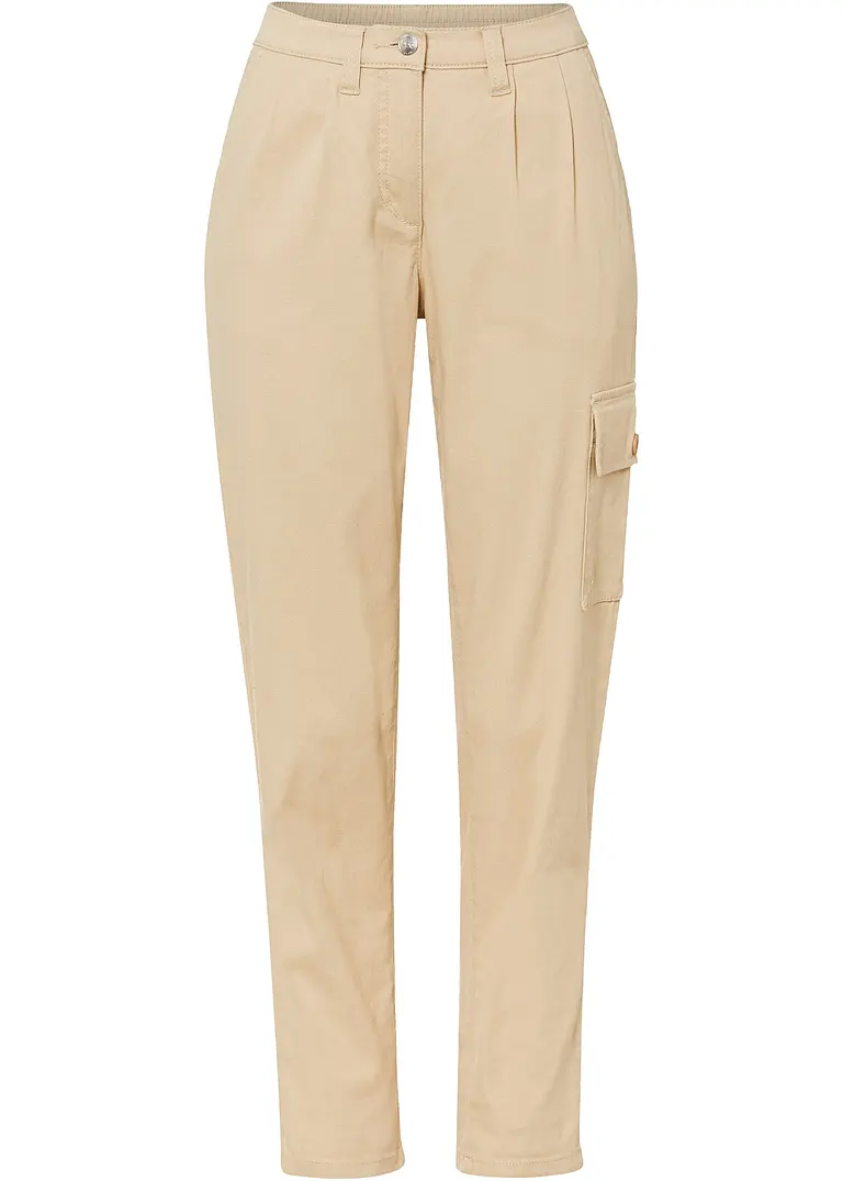 Twill-Cargohose, 7/8-Länge in beige von vorne - bpc bonprix collection