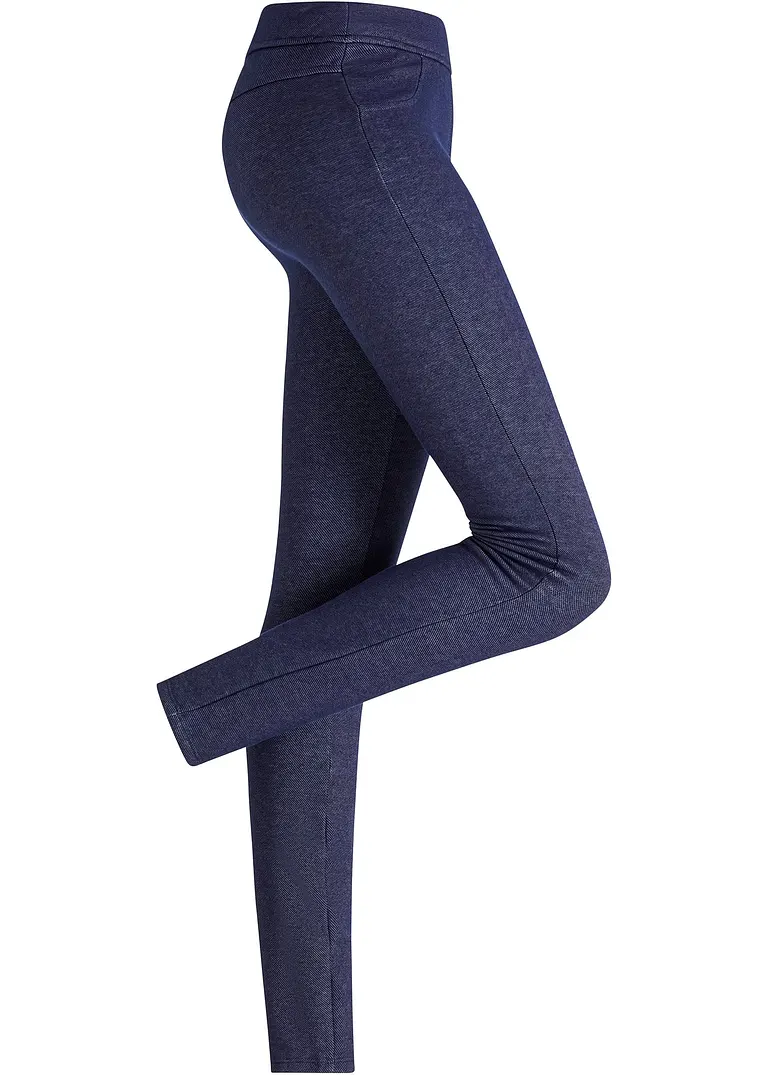 Thermo Leggings in Jeansoptik in blau von vorne - bpc bonprix collection