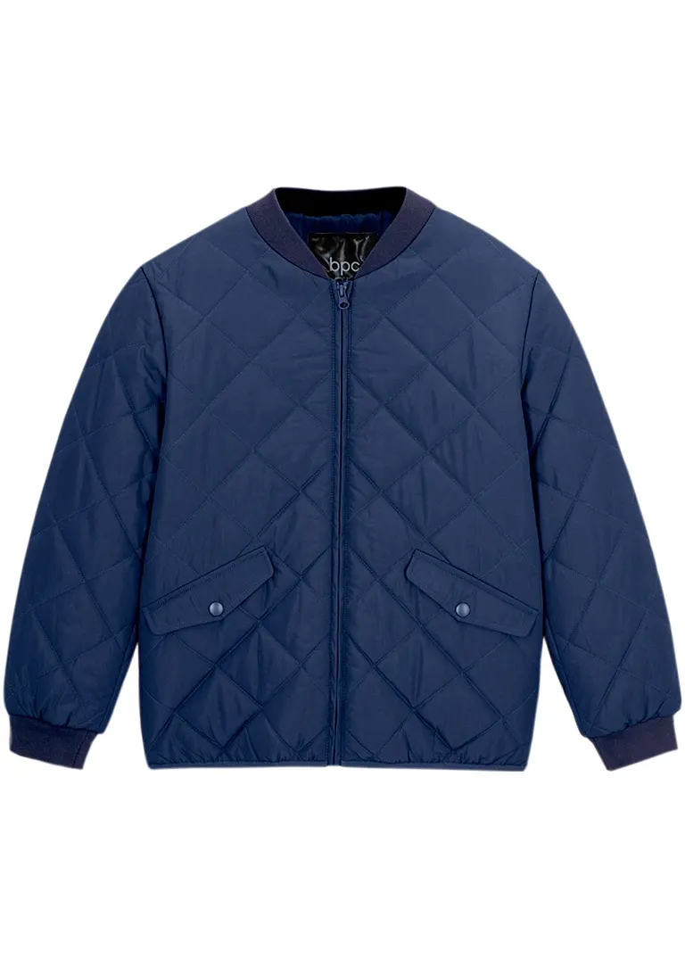 Jungen Steppjacke mit Rautenmuster in blau von vorne - bpc bonprix collection