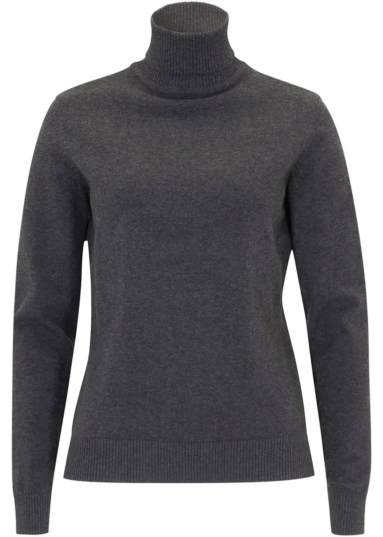 Rollkragenpullover in grau von vorne - bonprix