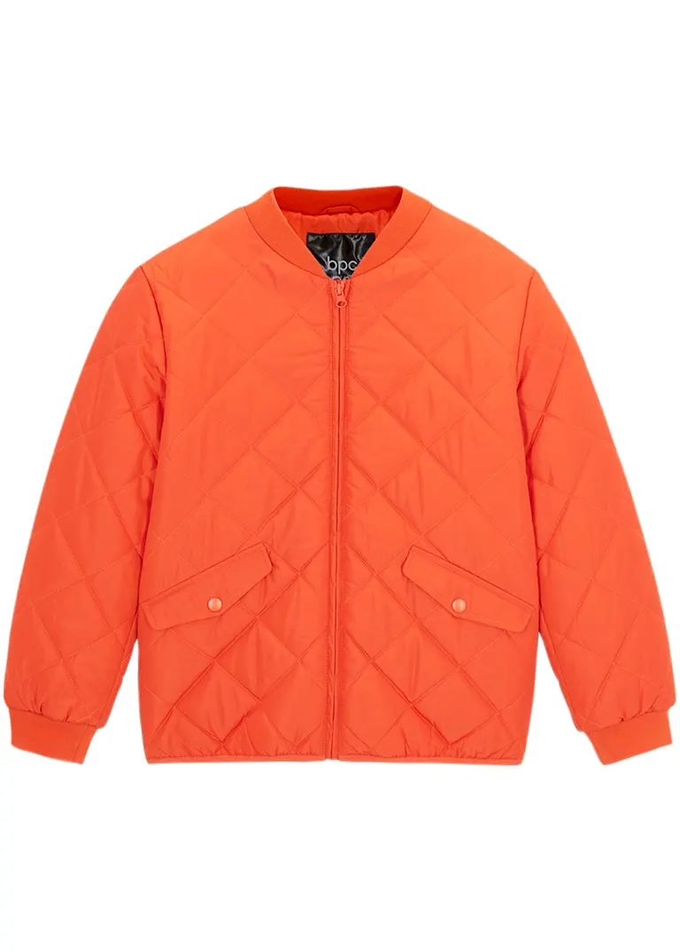 Jungen Steppjacke mit Rautenmuster in orange von vorne - bpc bonprix collection