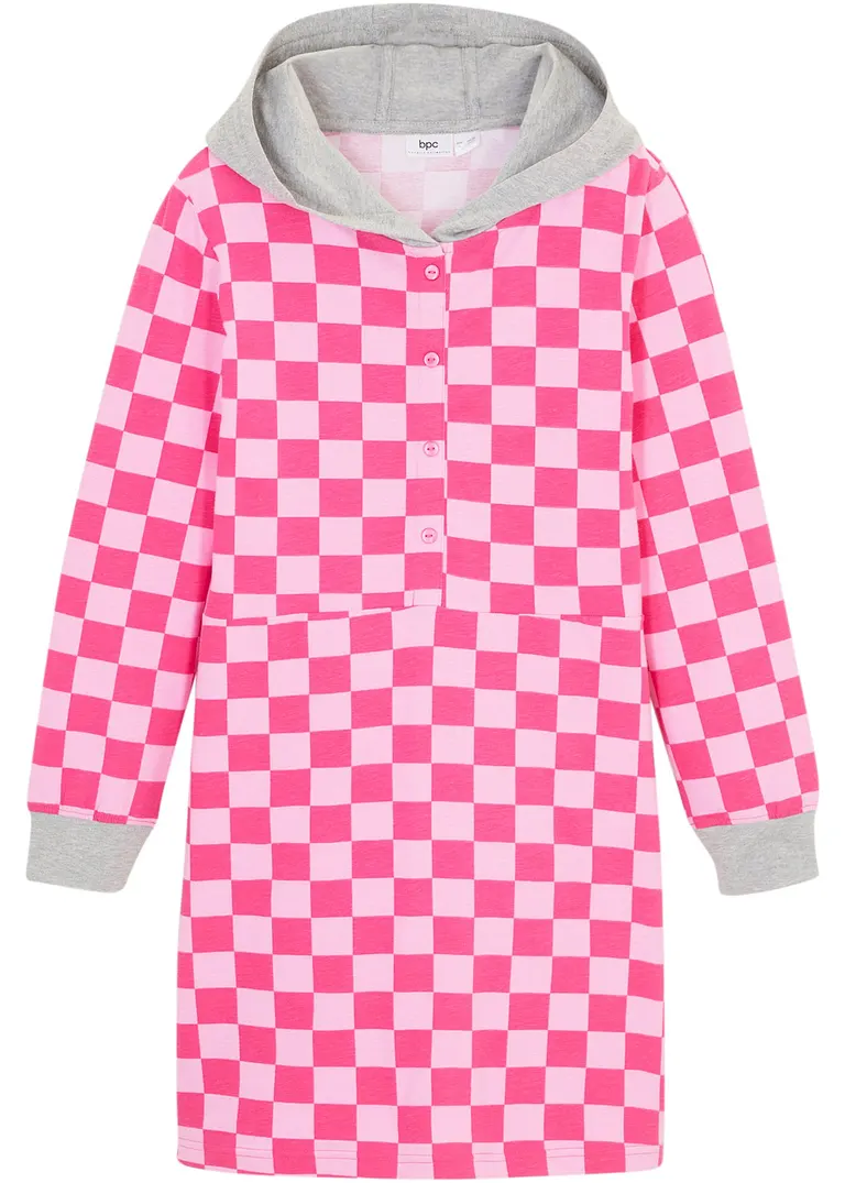 Mädchen Kapuzen-Jerseykleid in pink von vorne - bpc bonprix collection