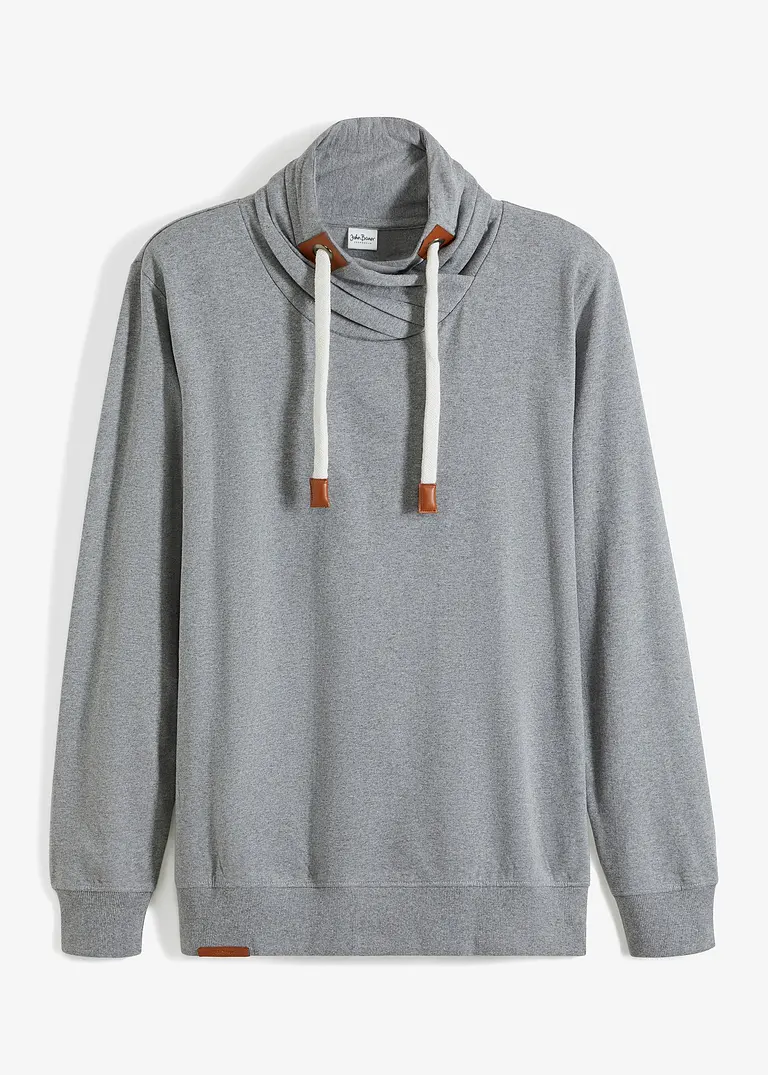Sweatshirt mit Schalkragen in grau von vorne - bonprix
